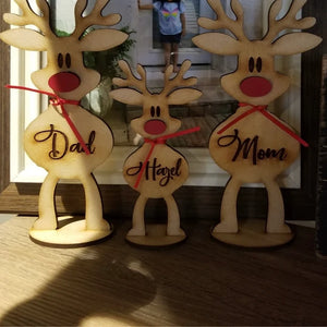 Standing Reindeer, Personalized Wood Ornament, Christmas Decor For Family - Ornament - GoDuckee