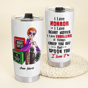 Personalized Horror Book Lover Tumbler - Just A Girl Who Loves Horror Books - Tumbler Cup - GoDuckee