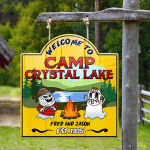 Horror Camping Metal Sign - Welcome To Camp Crystal Lake - Metal Wall Art - GoDuckee