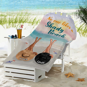 Likes A Shady Beach - Personalized Beach Towel - Gifts For Best Friends, Salty Sister, Vacation Besties - Beach Towel - GoDuckee