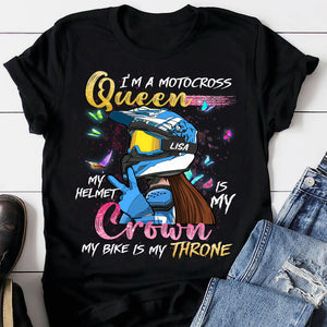 Motocross Girl My Helmet Is My Crown My Bike Is My Throne Personalized Shirts - Shirts - GoDuckee