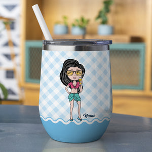 Personalized Bikini Girl Wine Tumbler - Flip Flops Make Wine Taste Even Better - Wine Tumbler - GoDuckee