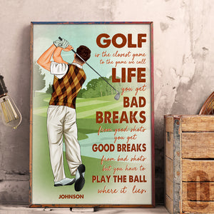 Personalized Man Playing Golf Poster - Golf Is The Closest Game To The Game - Poster & Canvas - GoDuckee