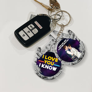 Love You To The Galaxy Far Far Away, Personalized Couple Keychain - Keychains - GoDuckee