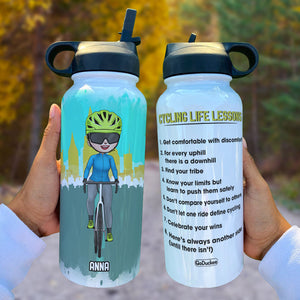 Personalized Cycling Water Bottle - Eight Cycling Life Lessons - Water Bottles - GoDuckee