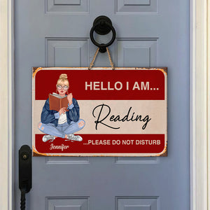 Hello I Am... Reading - Personalized Metal Sign - Gift For Book Lover - Metal Wall Art - GoDuckee