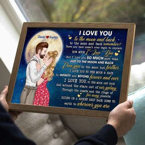 I Love You To The Moon And Back, Kissing Canvas Print Gift For Couple - Poster & Canvas - GoDuckee