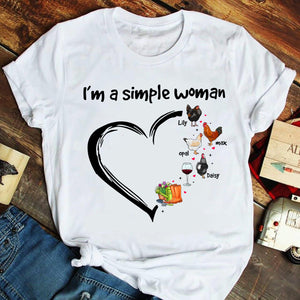 I'm A Simple Woman Personalized Gardening Chicken Shirt Gift For Chicken Girl - Shirts - GoDuckee