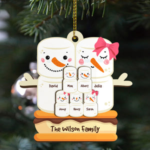 Personalized Marshmallow Family Wood Ornament, Christmas Gift - Ornament - GoDuckee