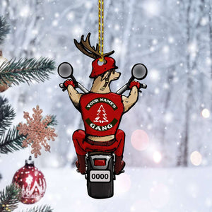 Biker Driving Deer - Personalized Christmas Ornament - Gift for Bikers - Back Deer Driving - Ornament - GoDuckee