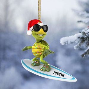 Surfing Turtle - Personalized Christmas Ornament - Gift For Surfing Lovers - Ornament - GoDuckee