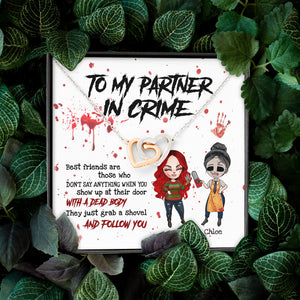 Friends To My Partner In Crime - Personalized Interlocking Hearts Necklace - Jewelry - GoDuckee