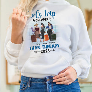 Girls Trip Cheaper Than Therapy Personalized Travelling Friends Shirt, Gift For Friends - Shirts - GoDuckee