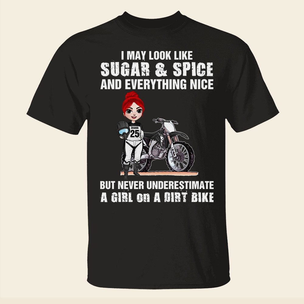 Motocross Girl I May Look Like Sugar & Spice Personalized Shirts Gift For Motocross Girls - Shirts - GoDuckee