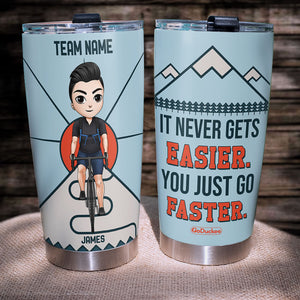 Personalized Cycling Boy Tumbler - It Never Gets Easier You Just Go Faster - Tumbler Cup - GoDuckee