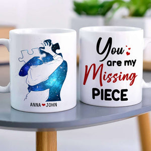 You Are My Missing Piece, Couple Puzzle Hugging White Mug - Coffee Mug - GoDuckee