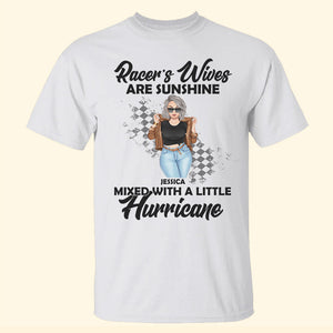 Racing Girl Are Sunshine Mixed With A Little Hurricane Personalized Shirts - Shirts - GoDuckee