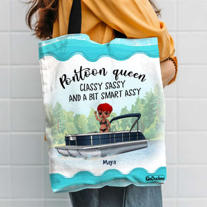 Pontoon Queen - Personalized Tote Bag - Gift For Girls - On Pontoon - Tote Bag - GoDuckee