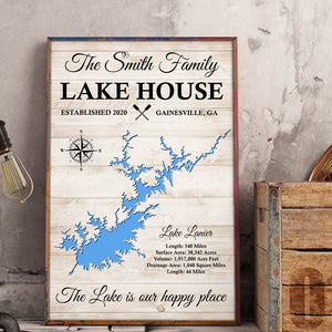 The Lake Is Our Happy Place Personalized Lake House Family Canvas Print Gift For Family - Poster & Canvas - GoDuckee