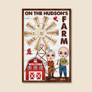 Hard Work Respect Caring Personalized Farmer Layered Wood Sign Stand, Gift For Elder Couple - Wood Sign - GoDuckee