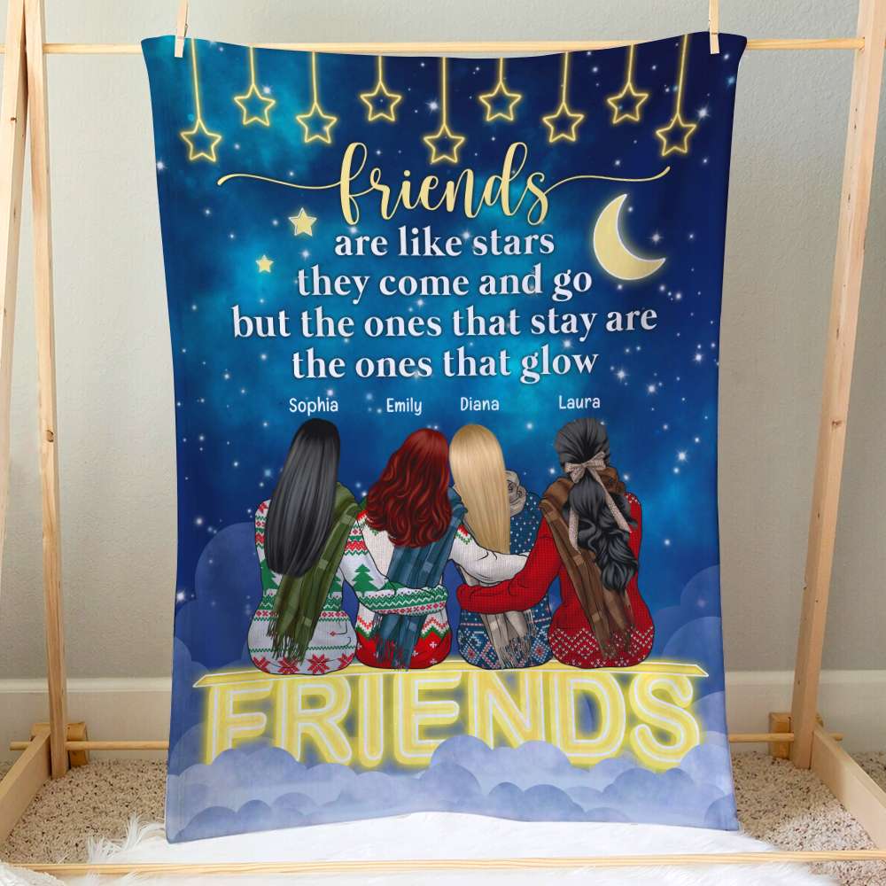 Friends Are Like Stars - Stay and Glow, Personalized Bestie Blanket - Blanket - GoDuckee