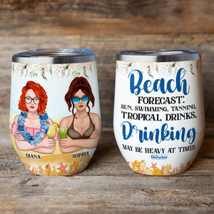 Personalized Hawaii Wreath Besties Wine Tumbler - Drinking May Be Heavy At Times - Wine Tumbler - GoDuckee