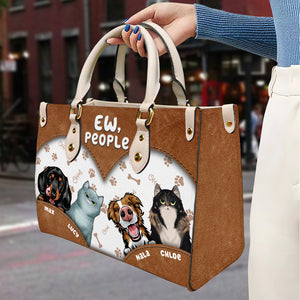Ew, People, Personalized Leather Bag, Gift For Dog And Cat Lover - Leather Bag - GoDuckee
