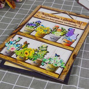 Grandma's Garden Where Love Grows Endlessly - Layered Wood Sign Stand - Wood Sign - GoDuckee