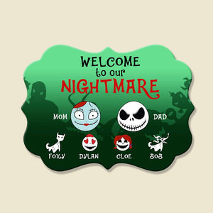 Welcome To Our Nightmare Personalized Halloween Wood Sign - Wood Sign - GoDuckee