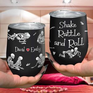 Skeleton Couple, Personalized Couple Wine Tumbler - Wine Tumbler - GoDuckee