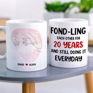 All My Naughty Thoughts Involve Me And You, Personalized Line Art Naughty Couple Mug - Coffee Mug - GoDuckee