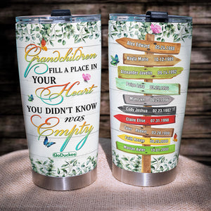 Personalized Grandma's Garden Tumbler - Grandchildren Fill A Place In Your Heart You Didn't Know Was Empty - Custom Grandchildrens' Names and Birthdates - Tumbler Cup - GoDuckee