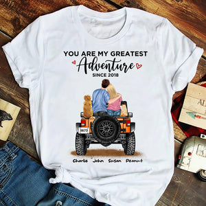 You Are My Greatest Adventure, Personalized Car Couple & Dog, Cat Breeds Shirt, Gift For Couples - Shirts - GoDuckee