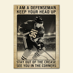 Personalized Defenseman Hockey Poster - I Am A Defenseman Keep Your Head Up - Vintage - Poster & Canvas - GoDuckee