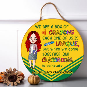 Teacher We Are A Box Of Crayons Each One Of Us Is Unique - Personalized Wood Sign - Gifts of Teachers - Wood Sign - GoDuckee