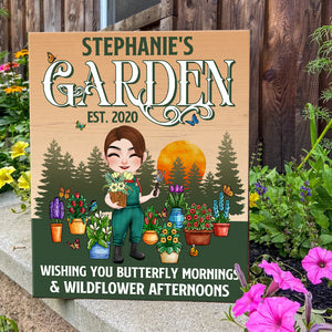 Garden wishing you butterfly mornings - Personalized Garden Wood Sign - Gift for Famer - Wood Sign - GoDuckee