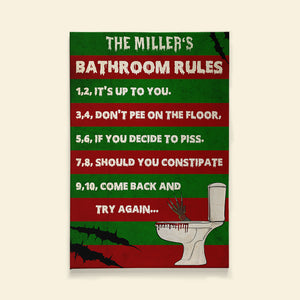 Personalized Halloween Freddy Krueger Sweater Canvas Print, Funny Horror Bathroom Rules, It's Up To You - Poster & Canvas - GoDuckee