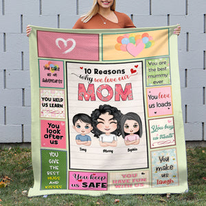 Ten Reasons Why We Love Our Mom, Personalized Blanket, Love Mom Blanket, Mother's Day, Birthday Gift For Mom - Blanket - GoDuckee
