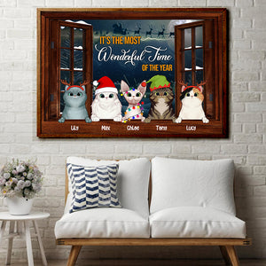 Personalized Christmas Cat Poster - It's The Most Wonderful Time Of The Year - Window Frame - Poster & Canvas - GoDuckee