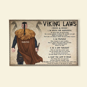 Personalized Viking Canvas Print Man Back View Viking Laws - Poster & Canvas - GoDuckee