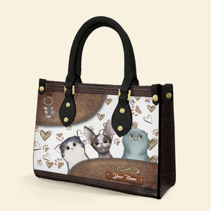 Personalized Cat Leather Bag, Gift For Cat Lovers - Leather Bag - GoDuckee