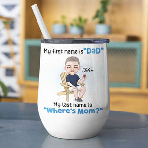 My First Name Is Dad, Gift For Dad, Personalized Mug, Man Sitting Mug, Father's Day Gift - Coffee Mug - GoDuckee