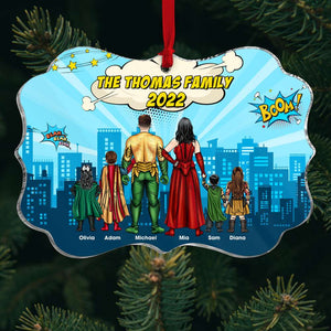 Family Super Hero Personalized Acrylic Christmas Gift To Decorate - Ornament - GoDuckee