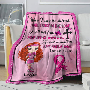 Breast Cancer Awareness - Personalized Boxing Girl Blanket - I Will Trust In The Lord - Blanket - GoDuckee