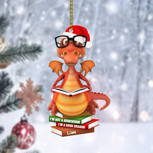 Book Dragon - Personalized Christmas Ornament - Christmas Gift For Book Lover - Ornament - GoDuckee