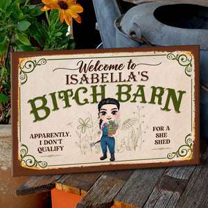 Apparently I Don't Qualify For A She Shed, Personalized Metal Sign, Gift For Gardening Girl - Metal Wall Art - GoDuckee