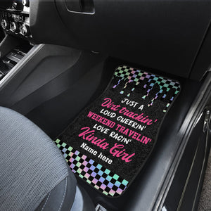 Personalized Dirt Track Racing Girl Car Mats - Kinda Girl - Doormat - GoDuckee