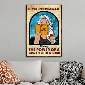 Personalized Reading Woman Poster - Never Underestimate The Power, Book & Wine - Poster & Canvas - GoDuckee