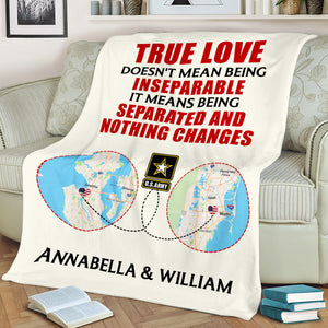 Military Couple Separated And Nothing Changes, Personalized Blanket - Blanket - GoDuckee