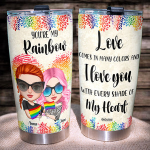 Love Comes In Many Colors And I Love You With Every Shade Of My Personalized LGBT Tumbler Cup - Tumbler Cup - GoDuckee